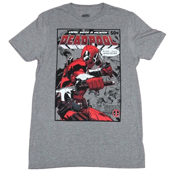 Marvel Deadpool Merc with a Mouth Sure Yeah Whatever T-Shirt Size Large - Picture 1 of 3
